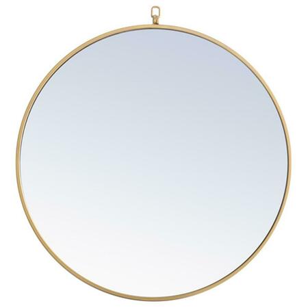 DOBA-BNT 28 in. Eternity Metal Frame Round Mirror with Decorative Hook, Brass SA2945029